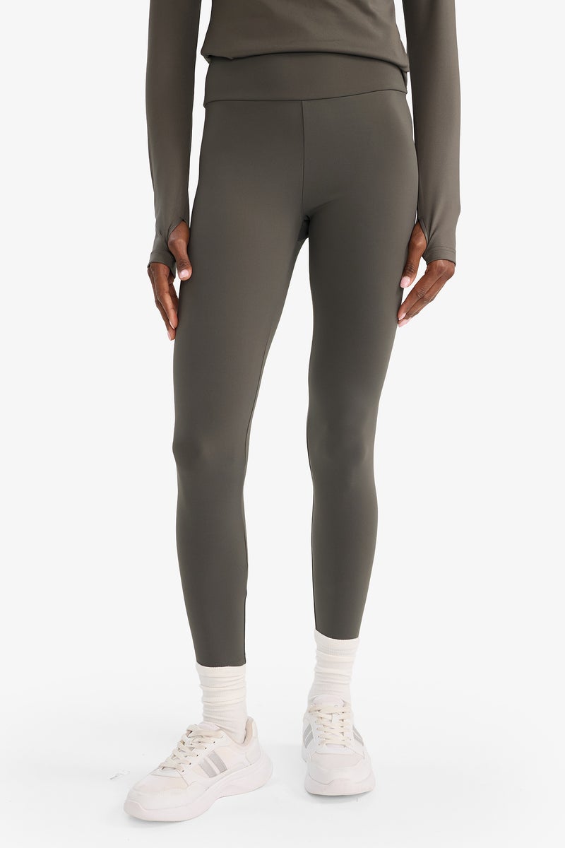 DeFacto Green Woman Waist Fitting Soft Fleece Lined Sports Leggings Casual - Image 4